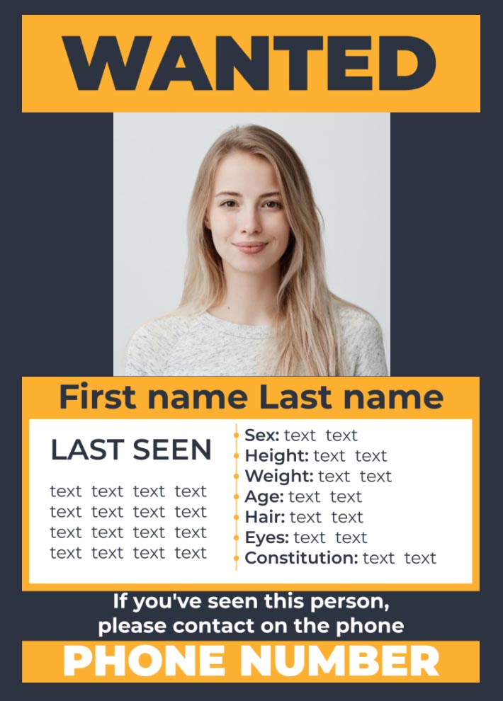 Missing Person Poster Template