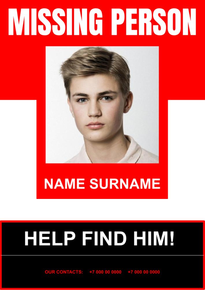 Red Missing Person Template