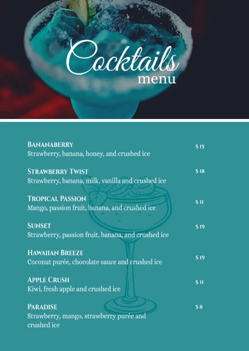 Menu Cocktails Template