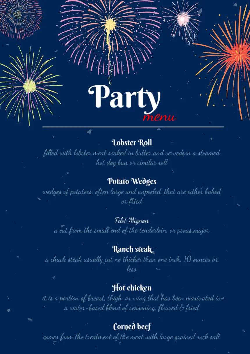 Menu Party Template