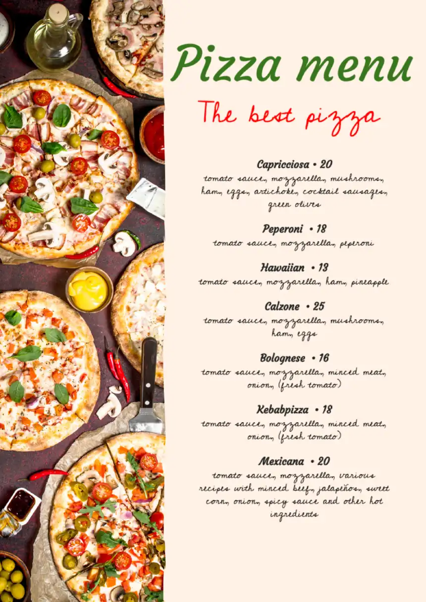Menu Pizza Template