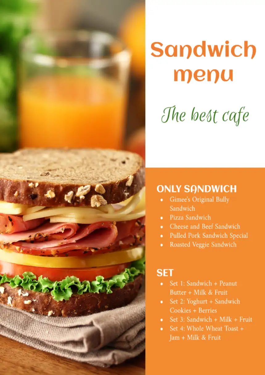 Menu Sandwich Template
