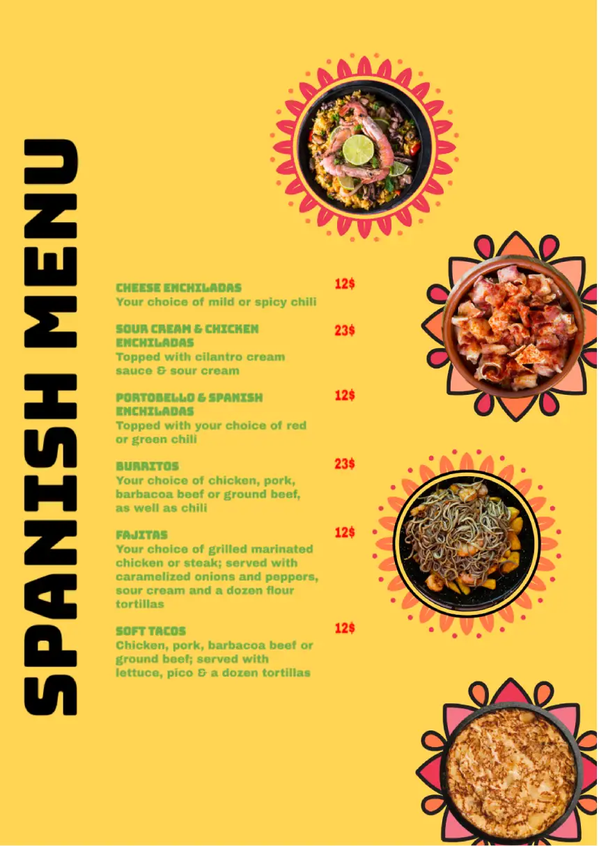 Menu Spanish Template