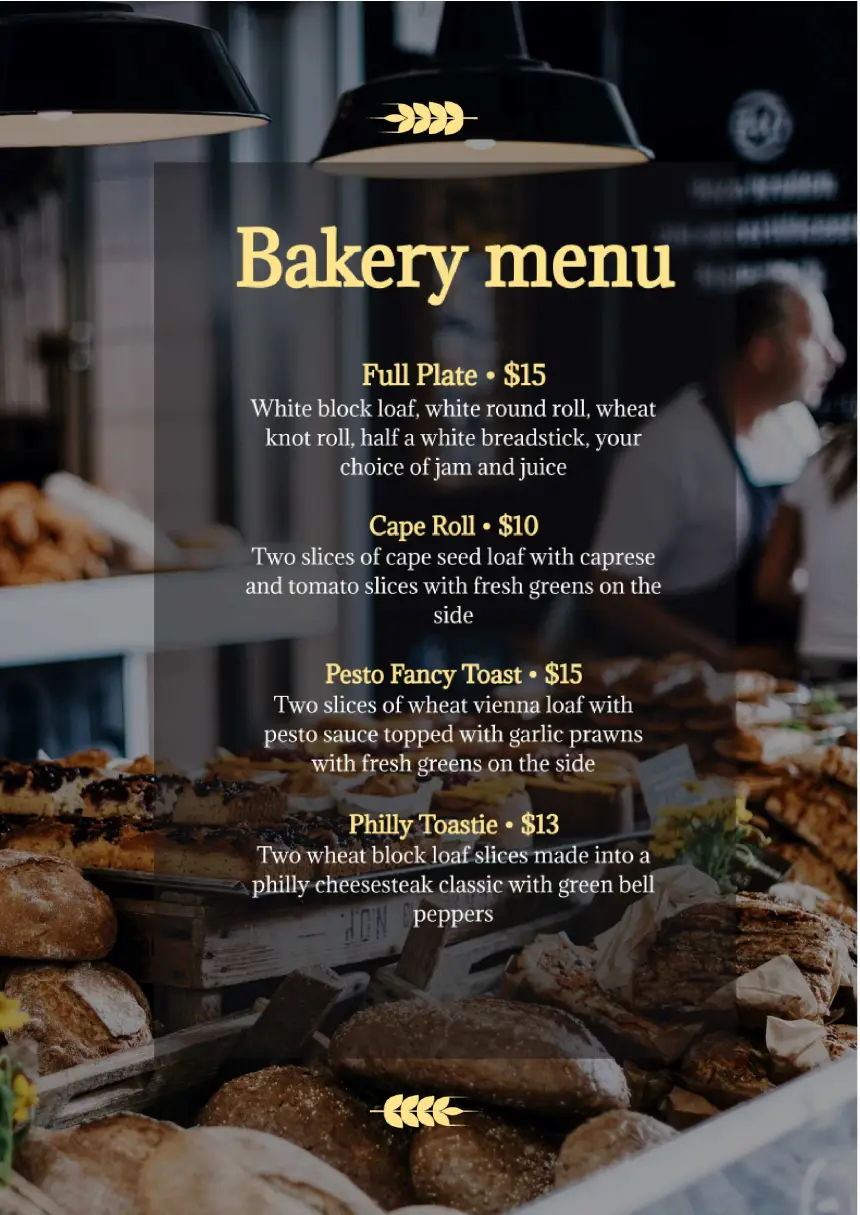 Menu Bakery Template