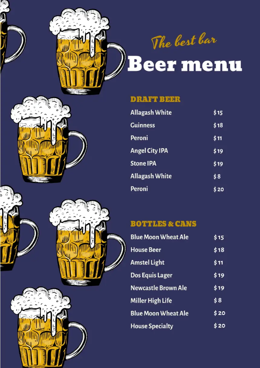 Menu Beer Template