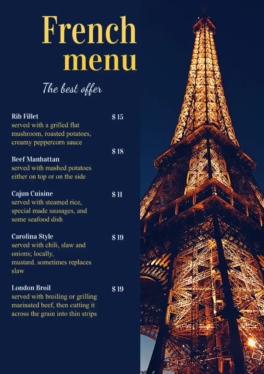 Menu French Template