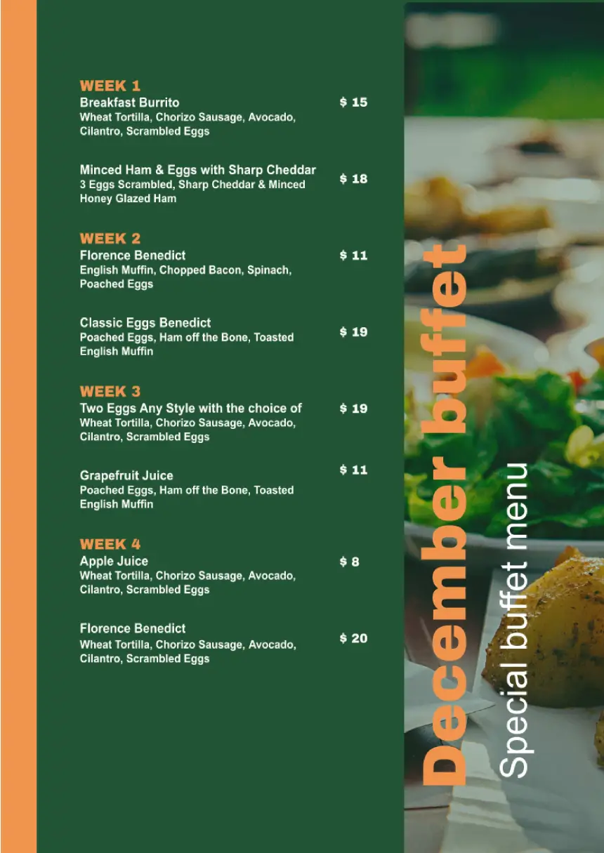 Menu Monthly Buffet Template