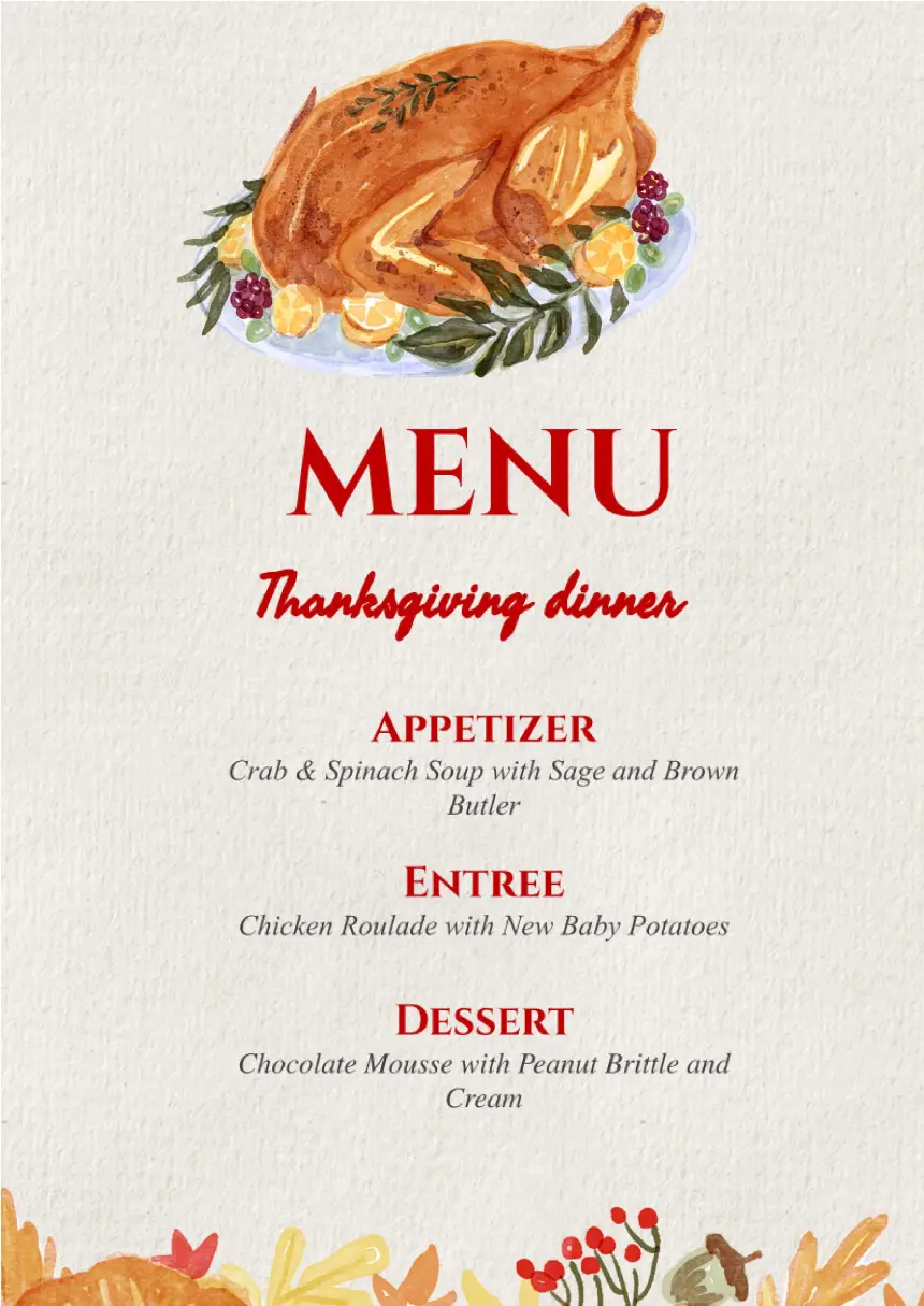 Menu Thanksgiving Dinner Template