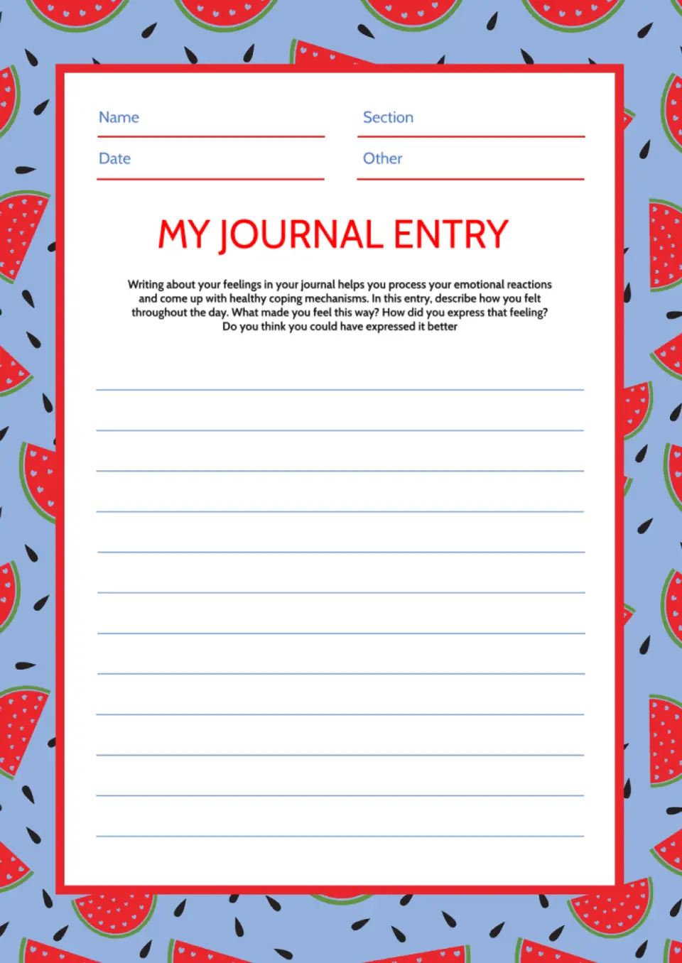 Journal Entry Template