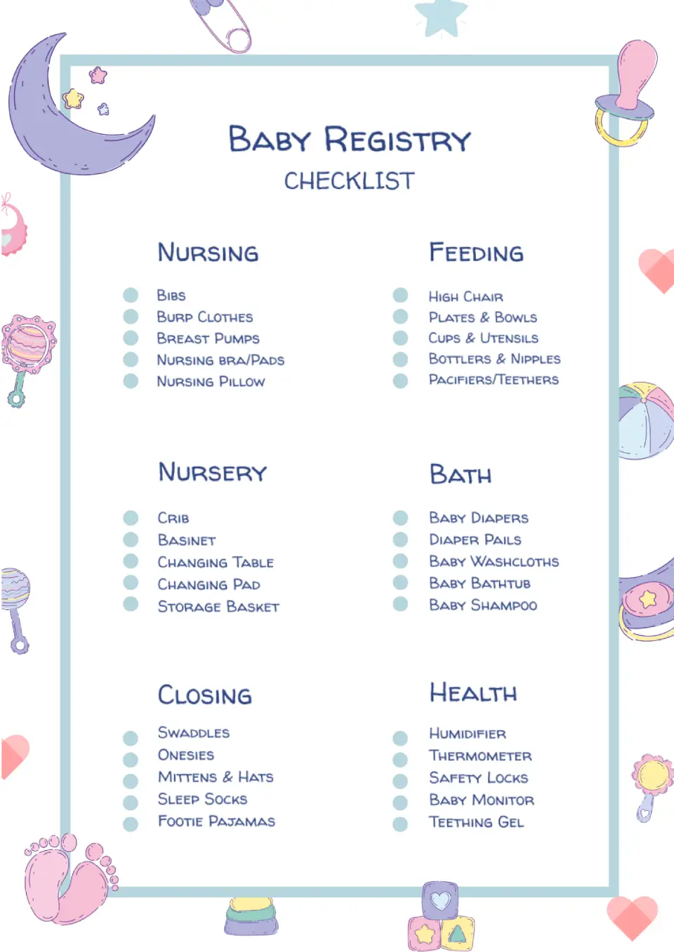 Baby Registry Checklist Template
