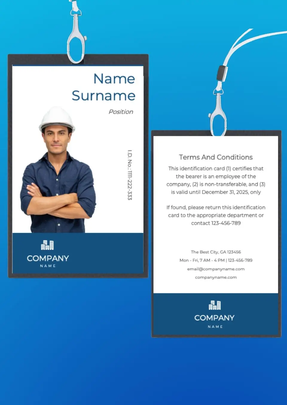 Construction ID Card Template