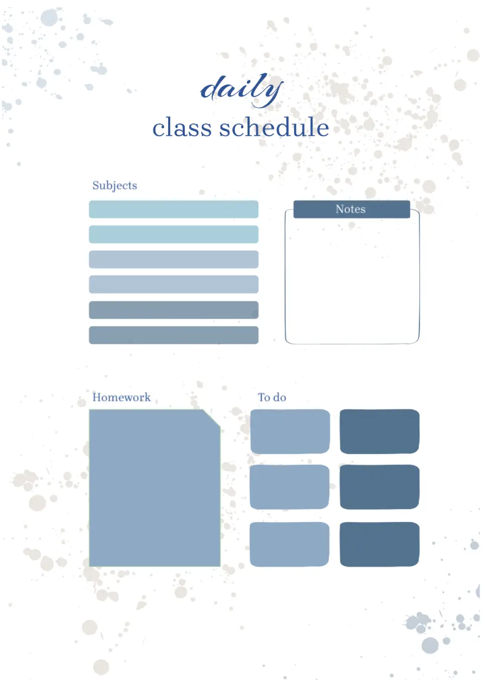 Daily Class Schedule Template
