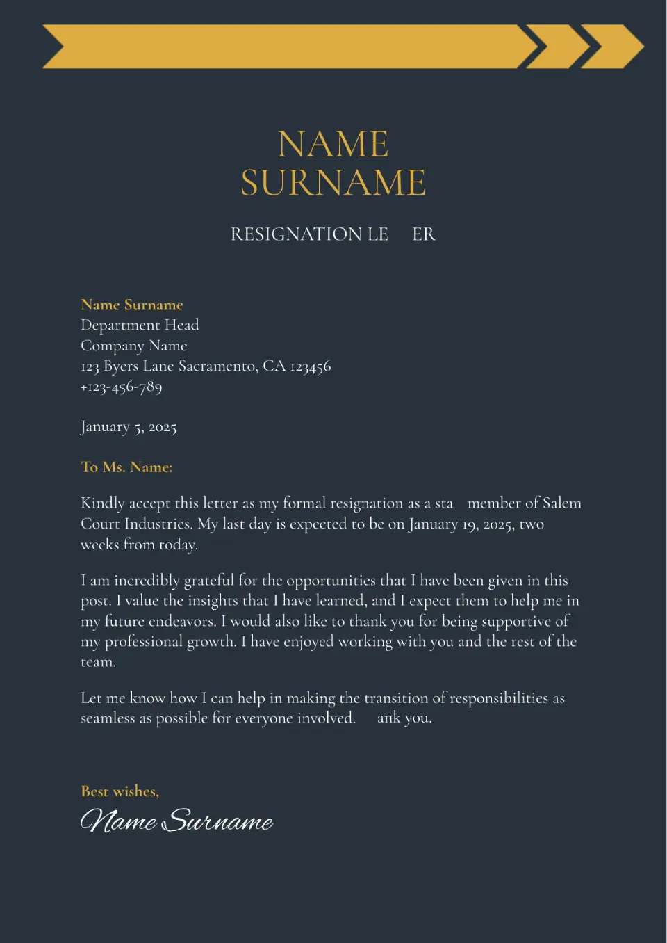 Business Letter Template