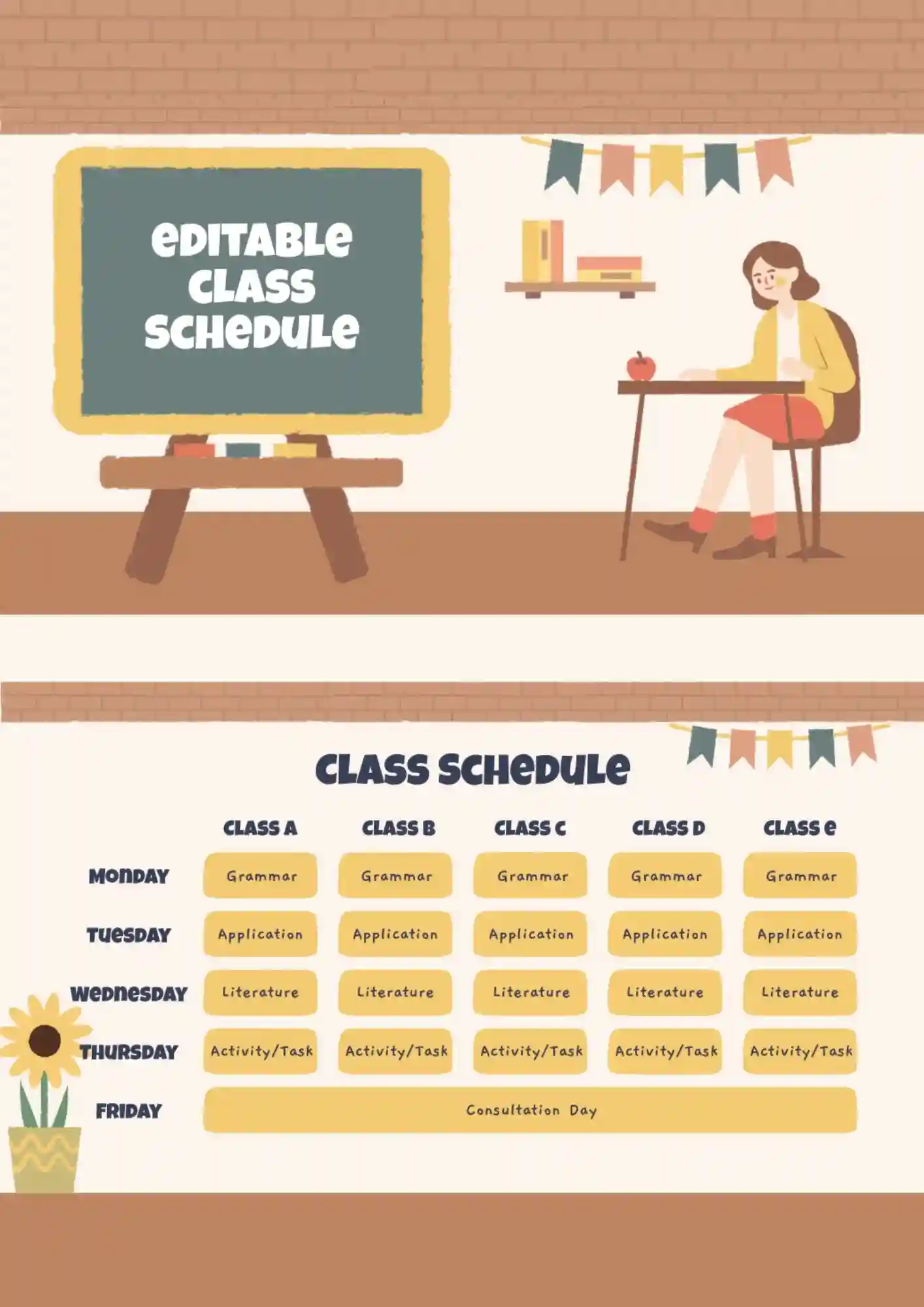 Plantilla de Horario de Clases Editable