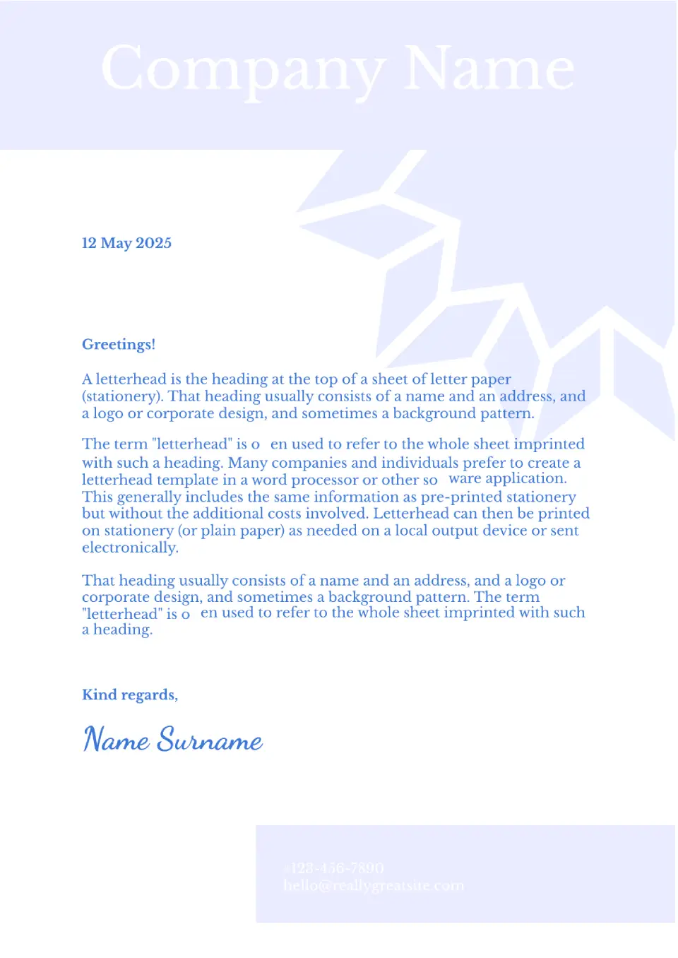 Personal Letterhead Template