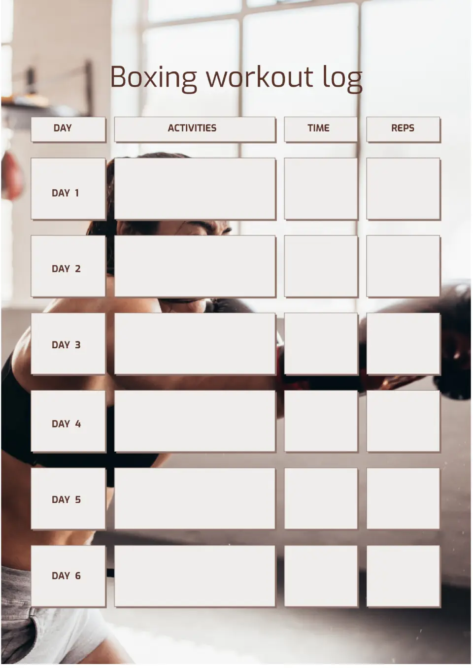 Boxing Workout Template