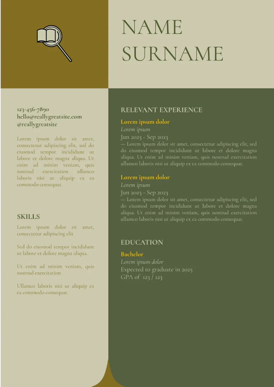 College Application Template