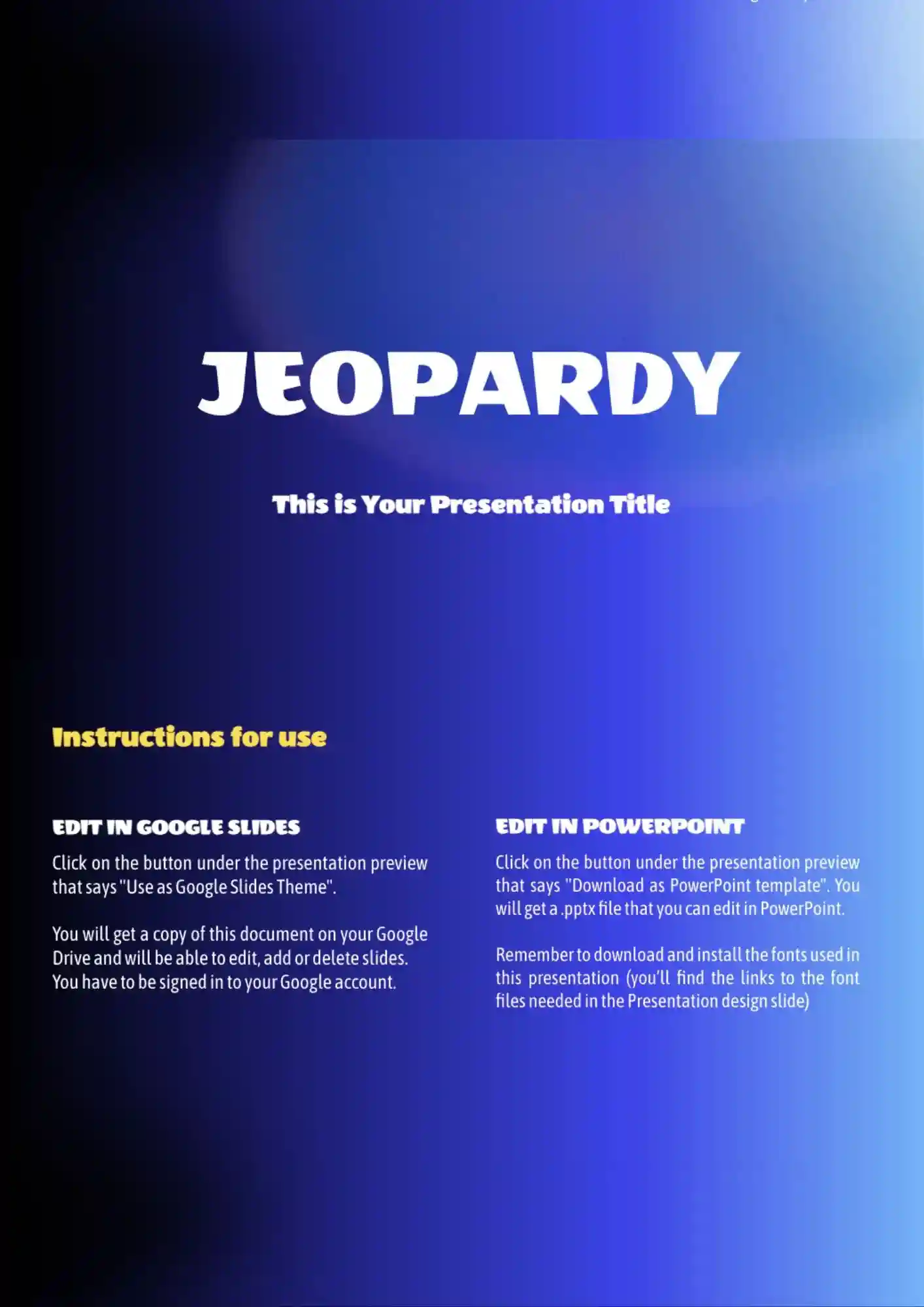 Jeopardy Board Template