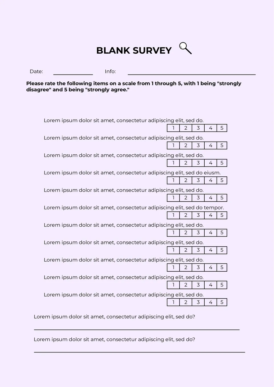 Blank Survey Template
