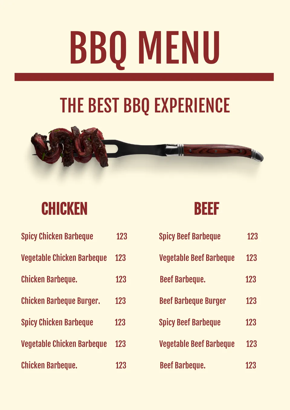 BBQ Menu Template