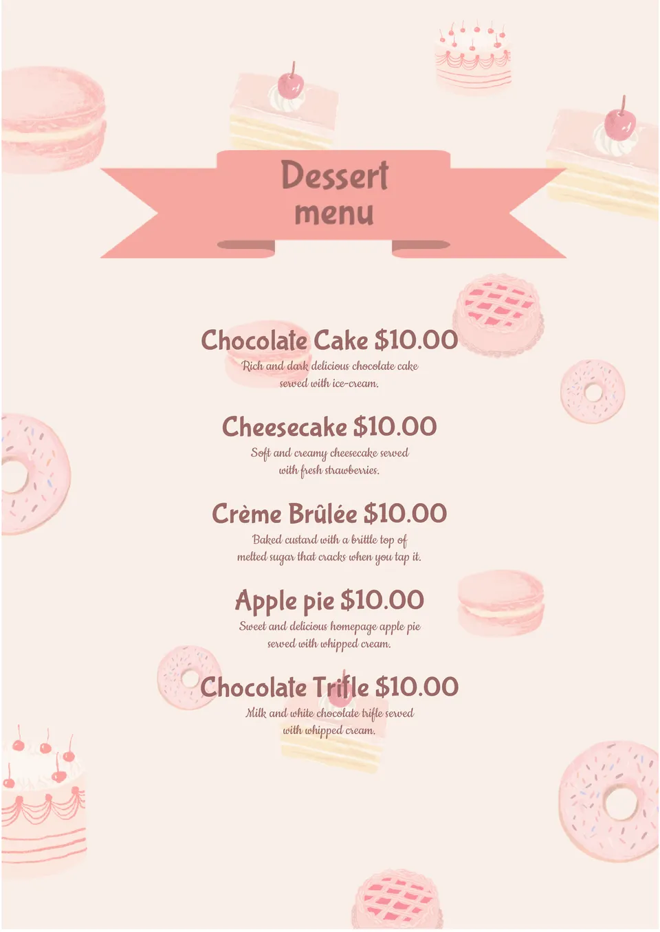 Dessert Menu Template