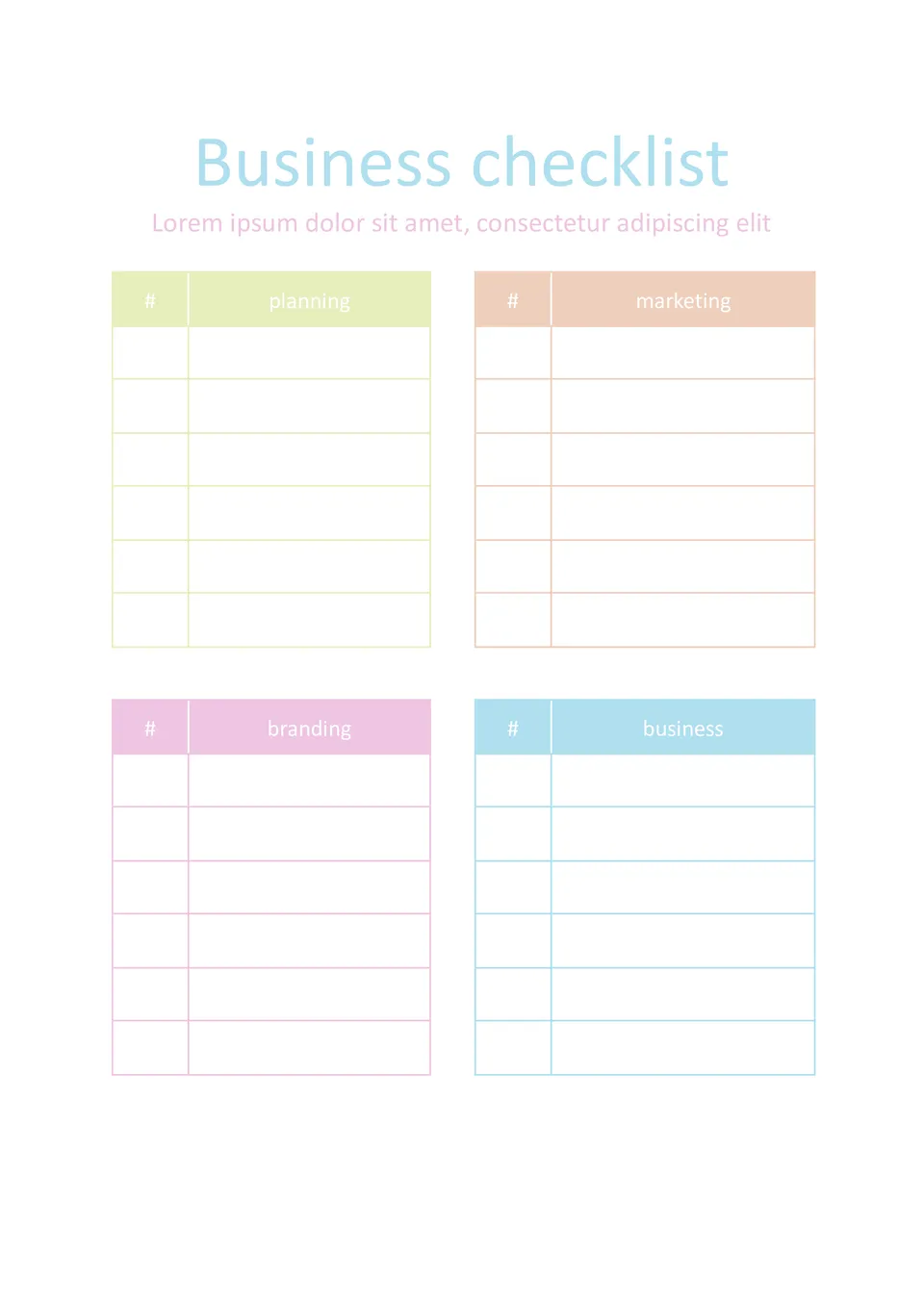 Business Checklist Template