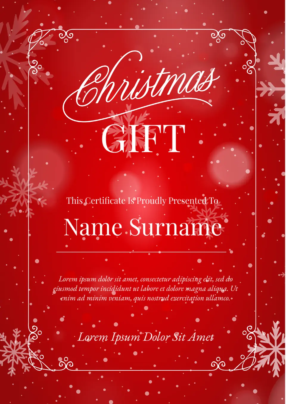 Christmas Gift Certificate Template