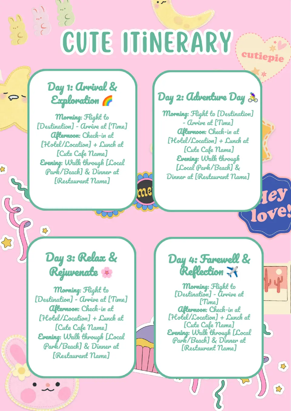 Cute Itinerary Template
