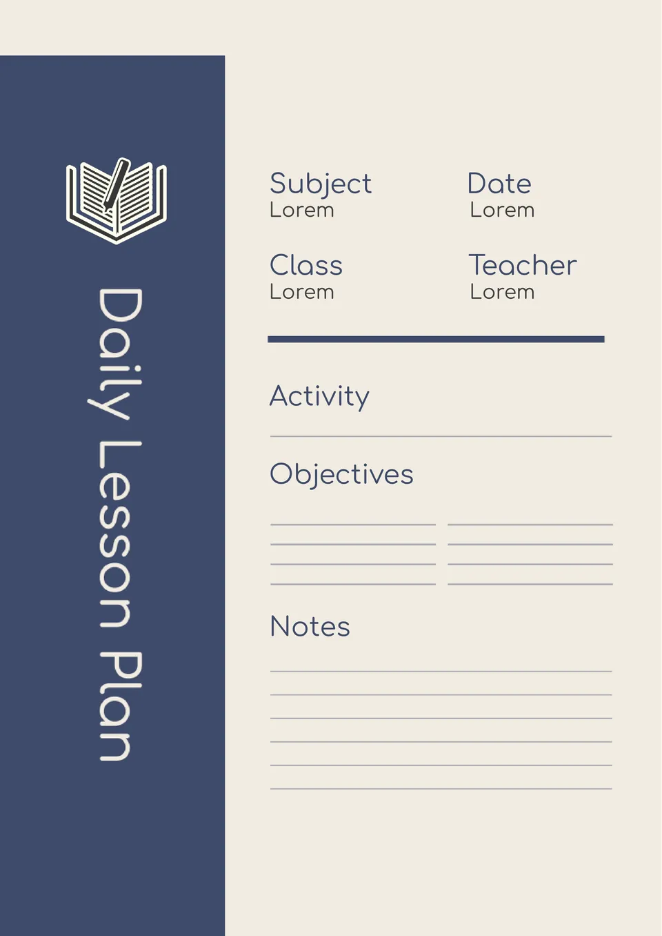Daily Lesson Plan Template
