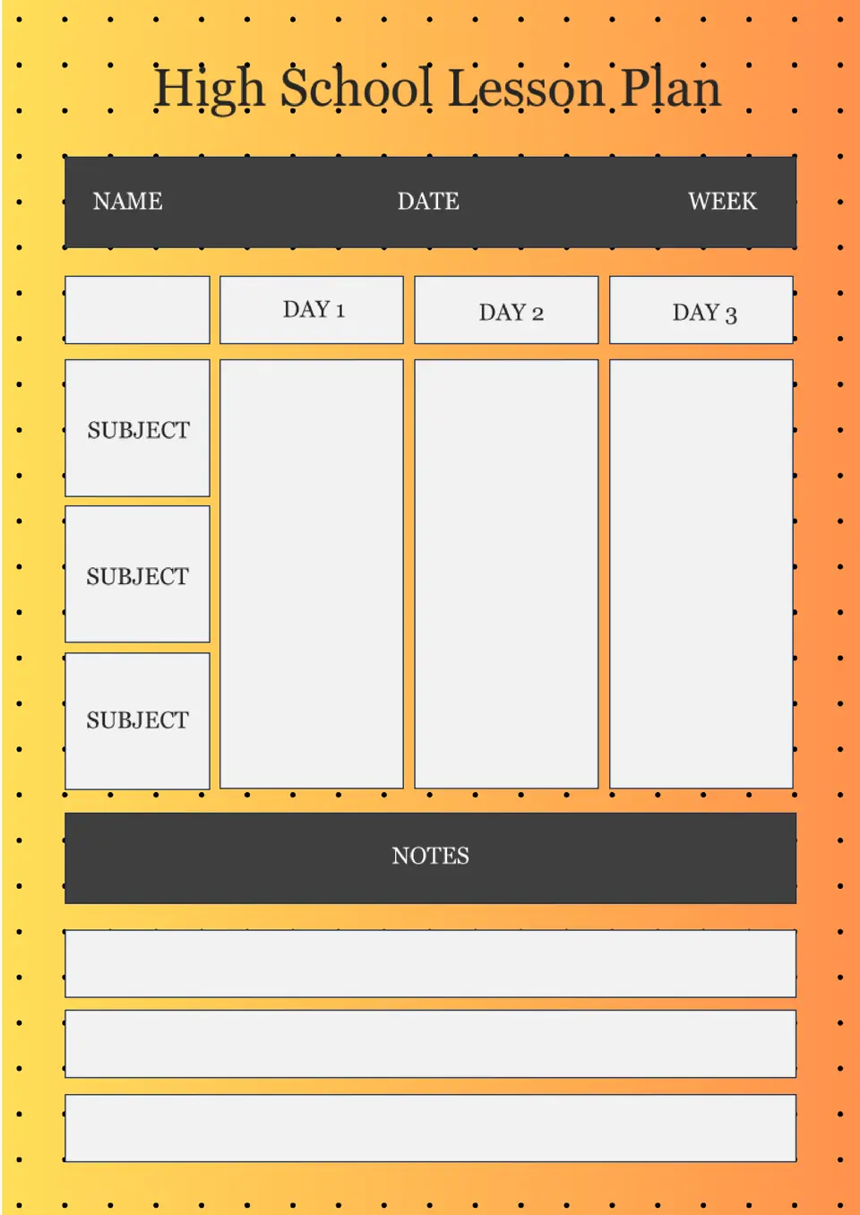 High School Lesson Plan Template