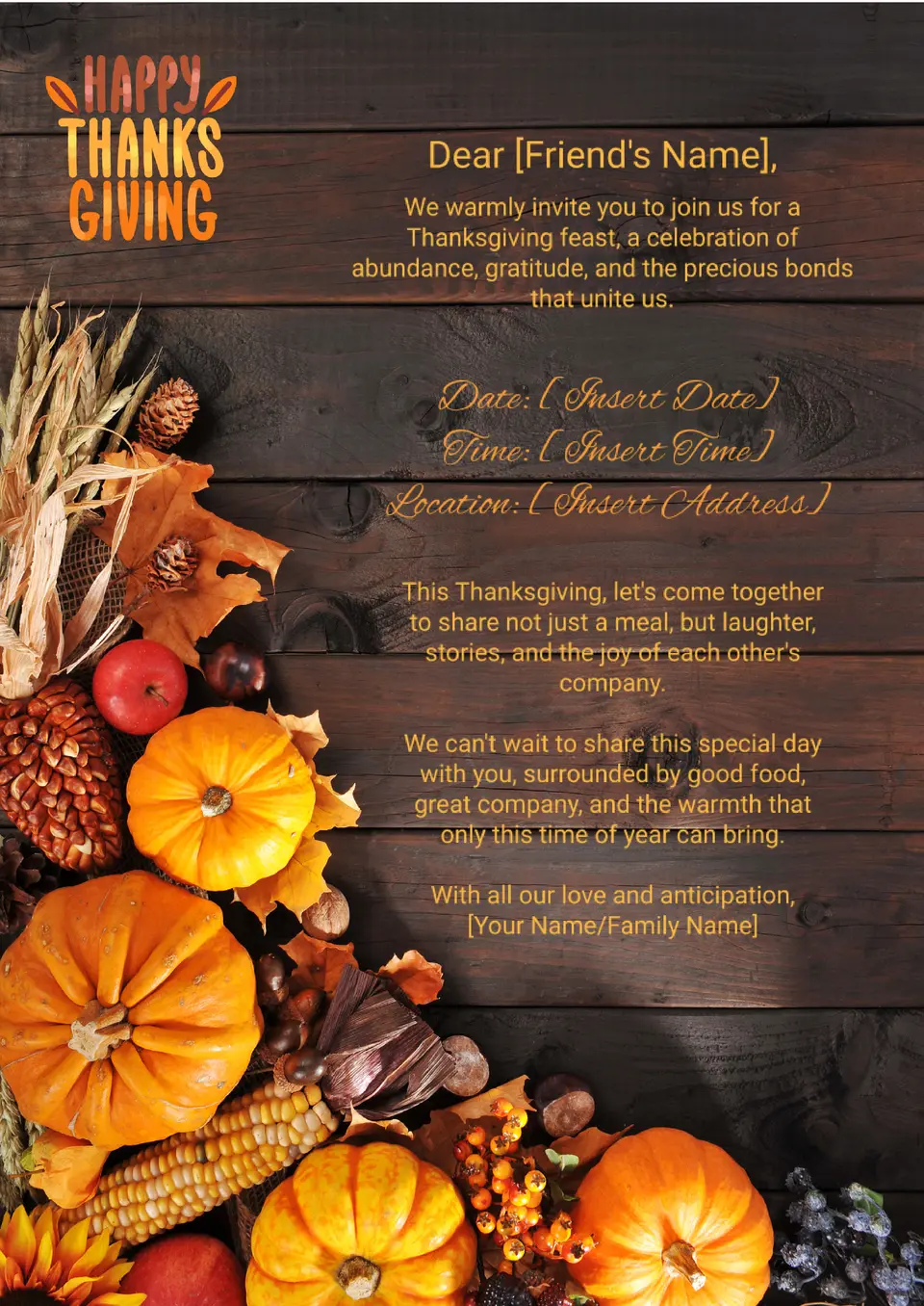 Thanksgiving Invitation Template
