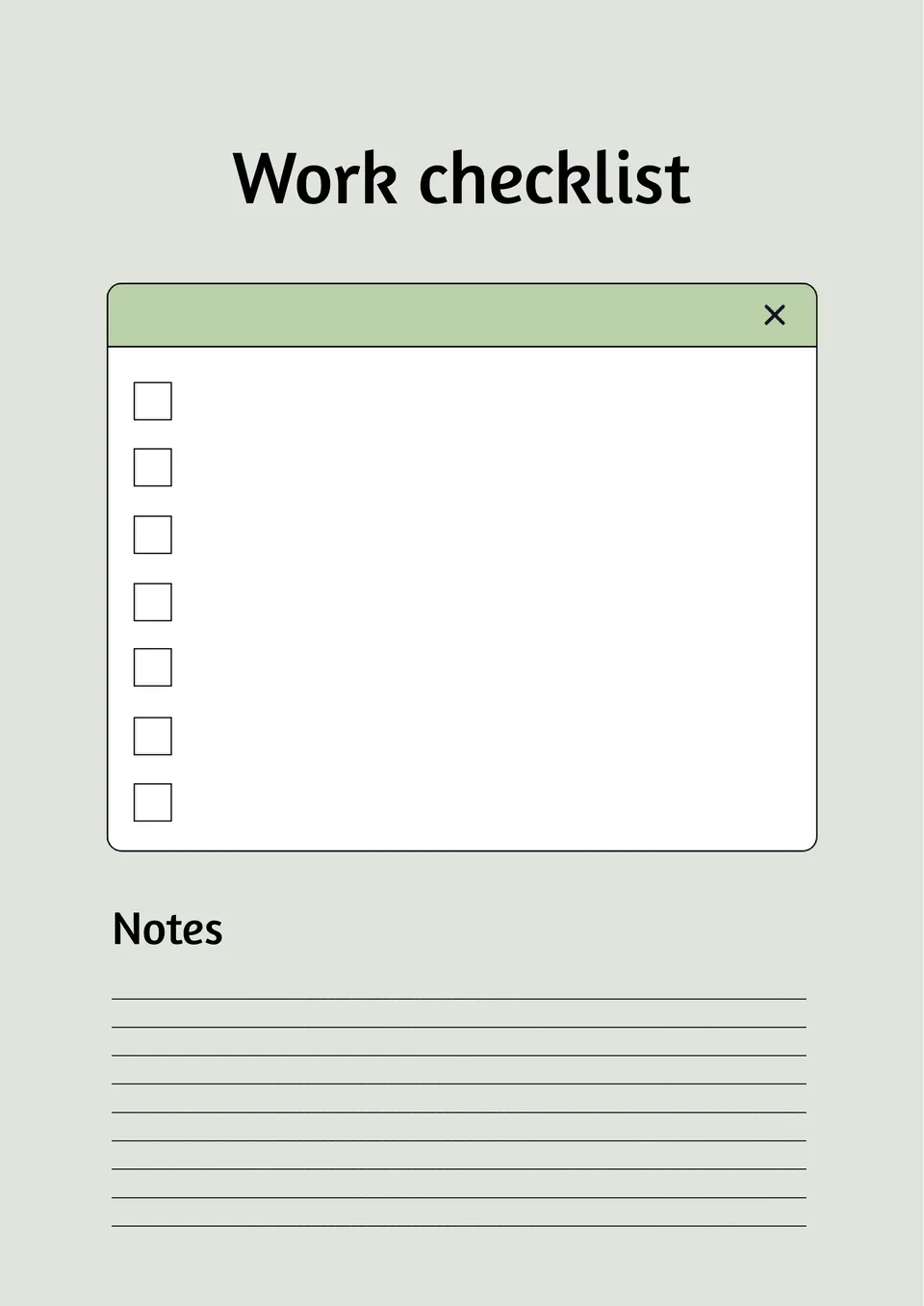 Work Checklist Template