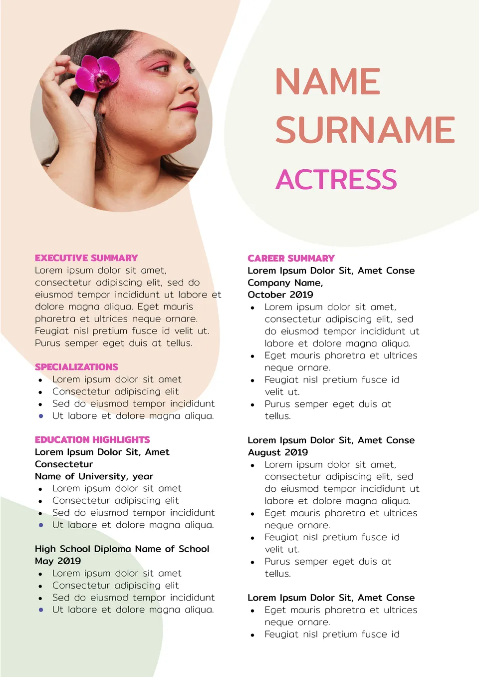 Actors Resume Template