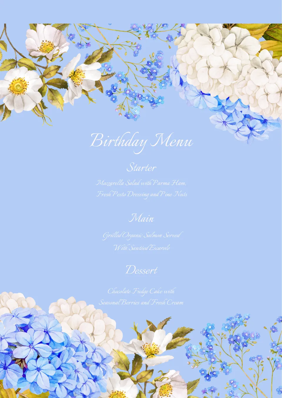 Birthday Menu Template