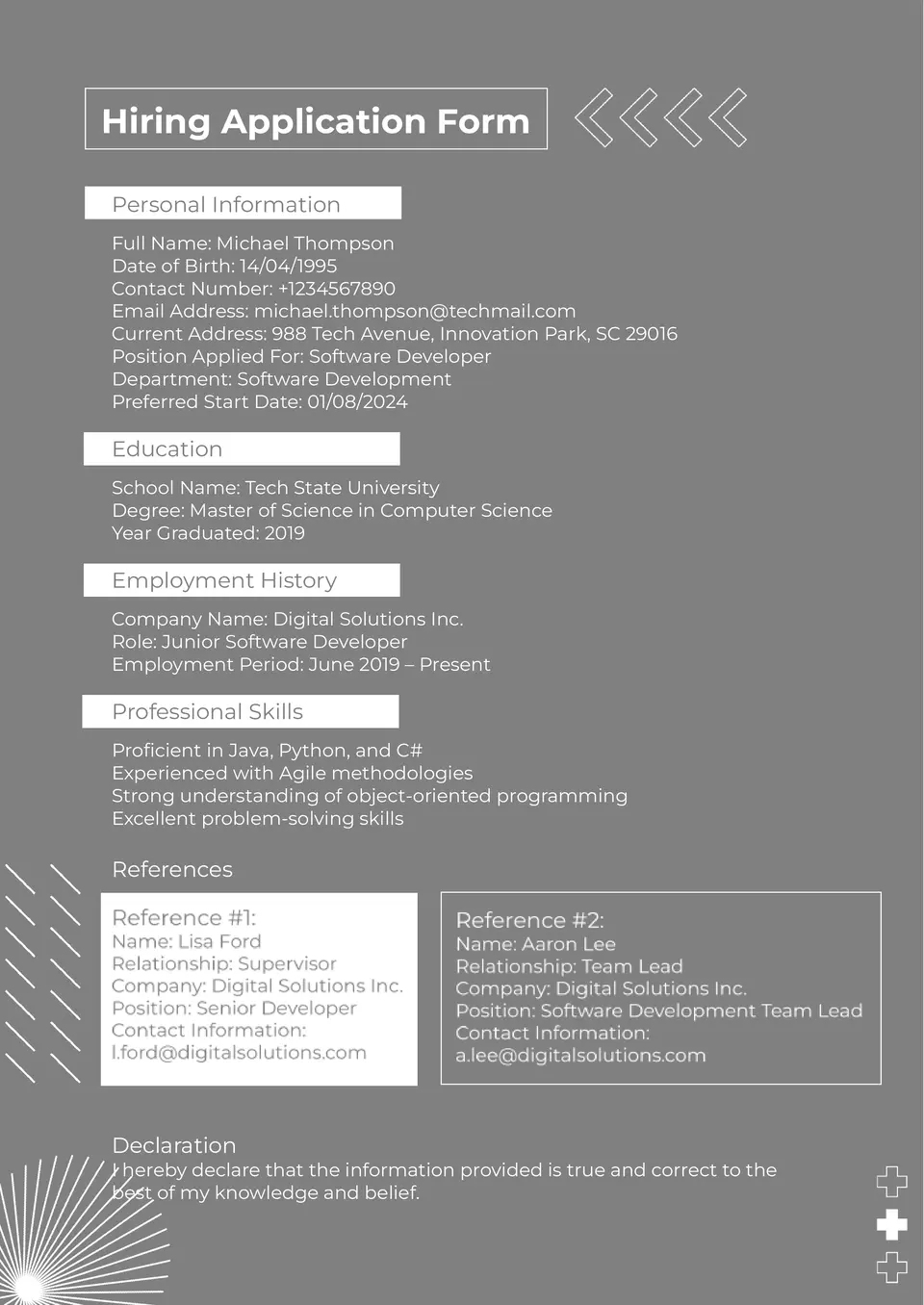 Hiring Application Template