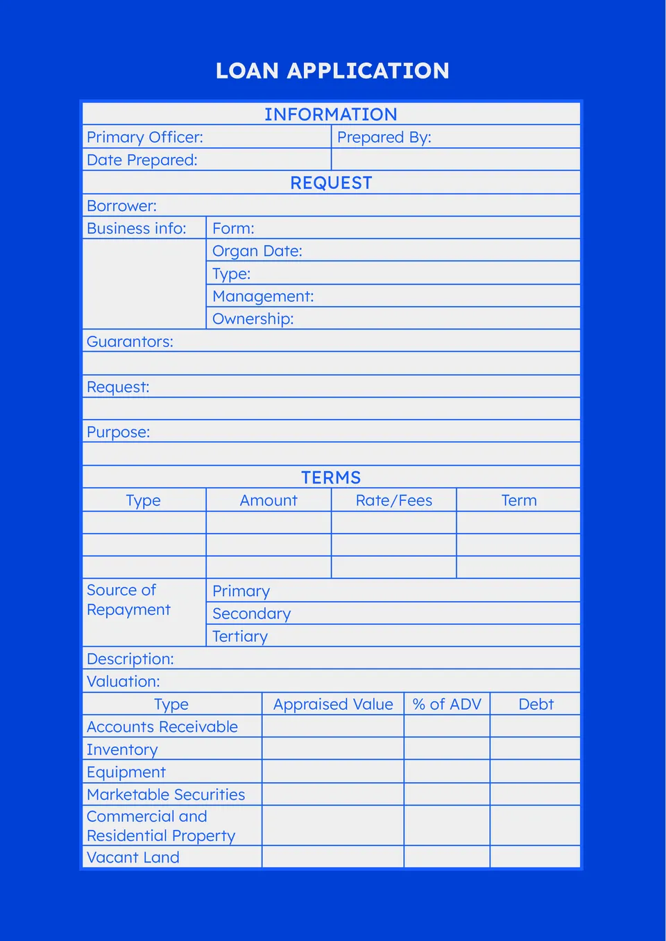 Loan Application Template