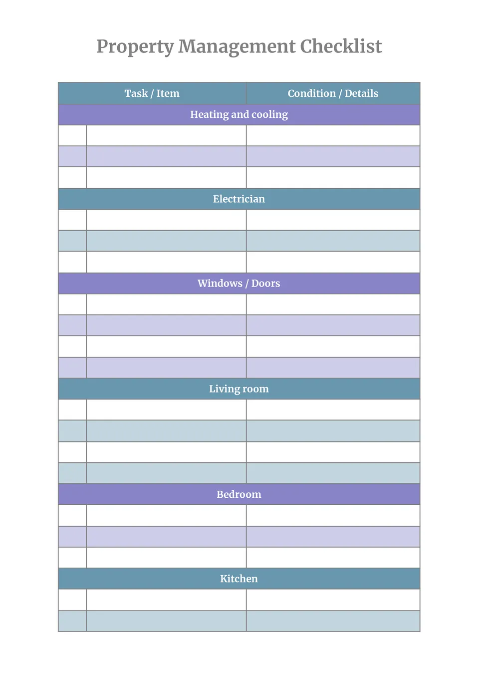 Property Management Checklist Template