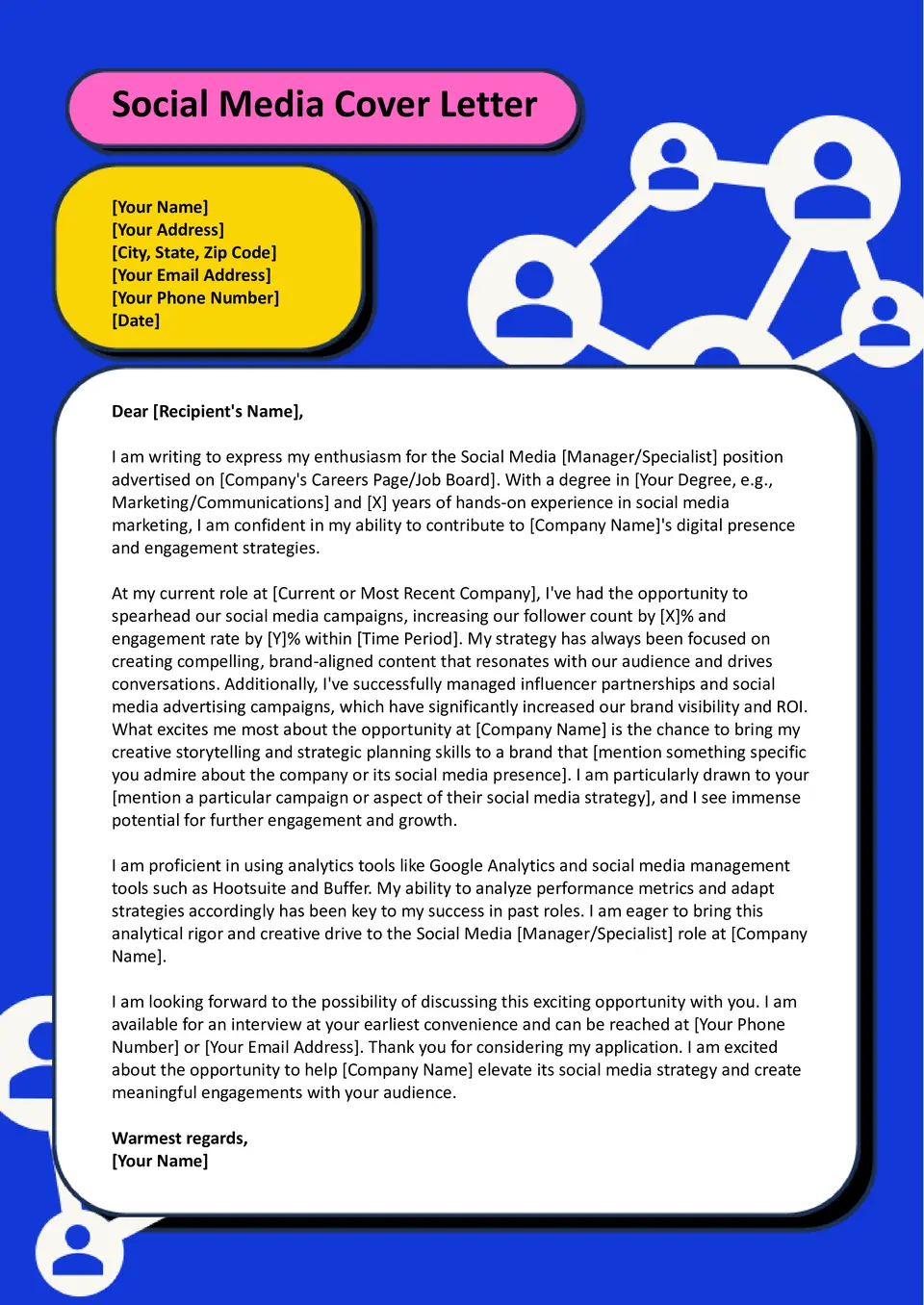 Social Media Cover Letter Template