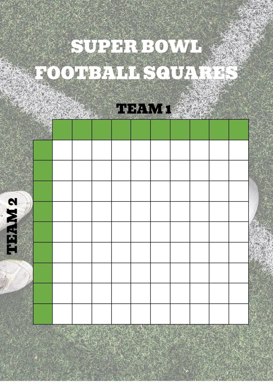 Super Bowl Football Squares Template