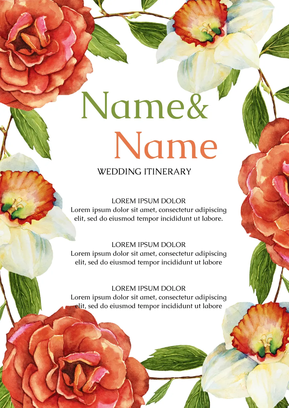 Wedding Itinerary Template