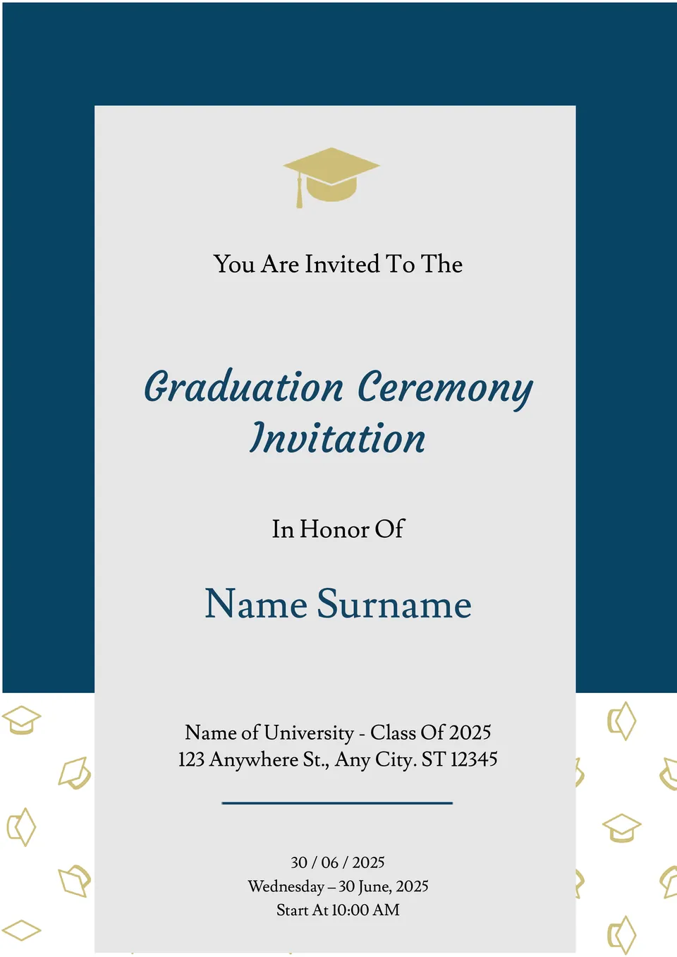 Graduation Ceremony Invitation Template
