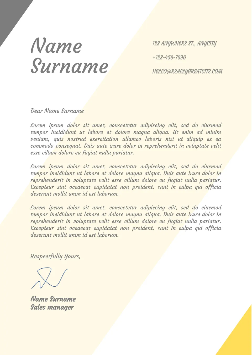 Sales Cover Letter Template