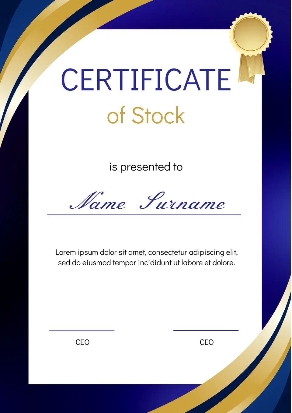 Stock Certificate Template