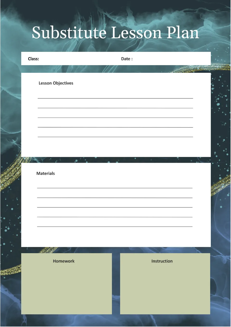 Substitute Lesson Plan Template