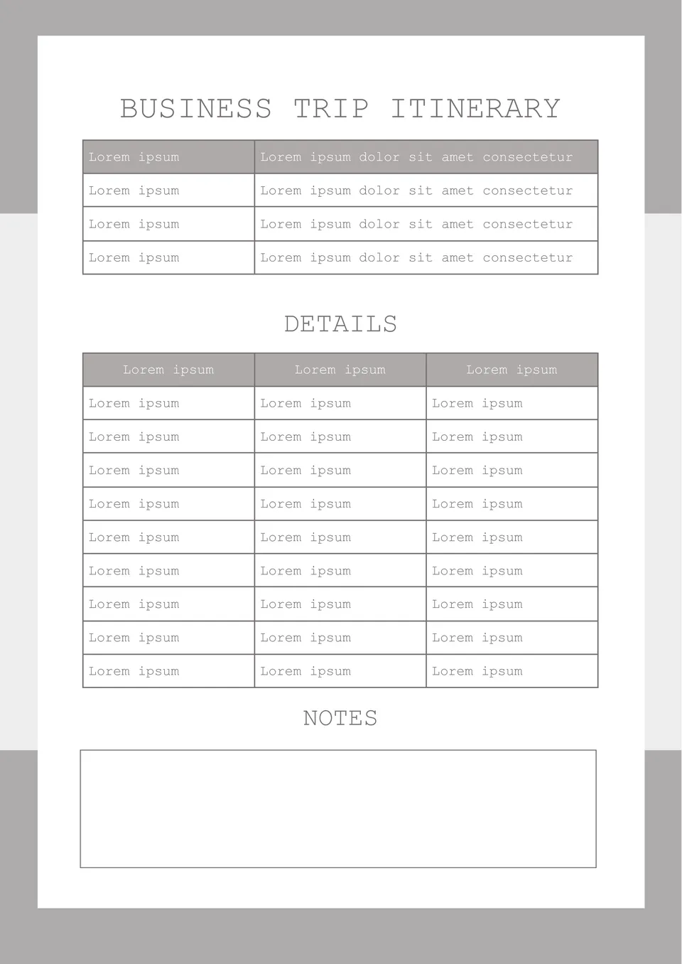 Business Trip Itinerary Template
