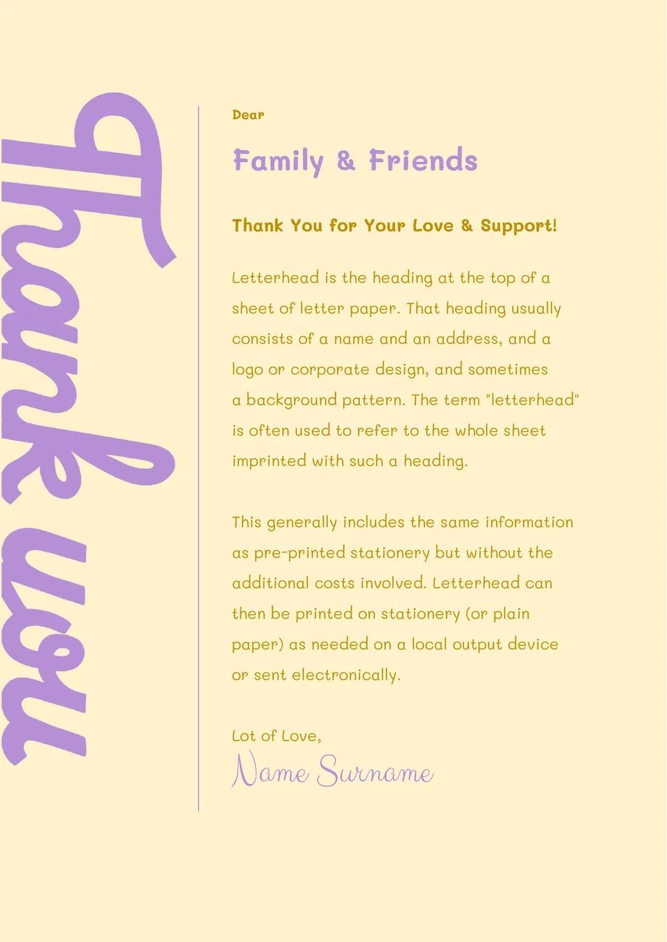 Friendly Letter Template