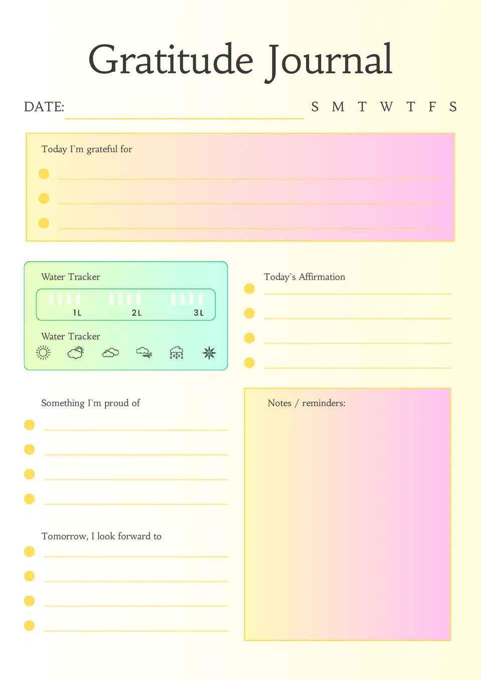 Gratitude Journal Template