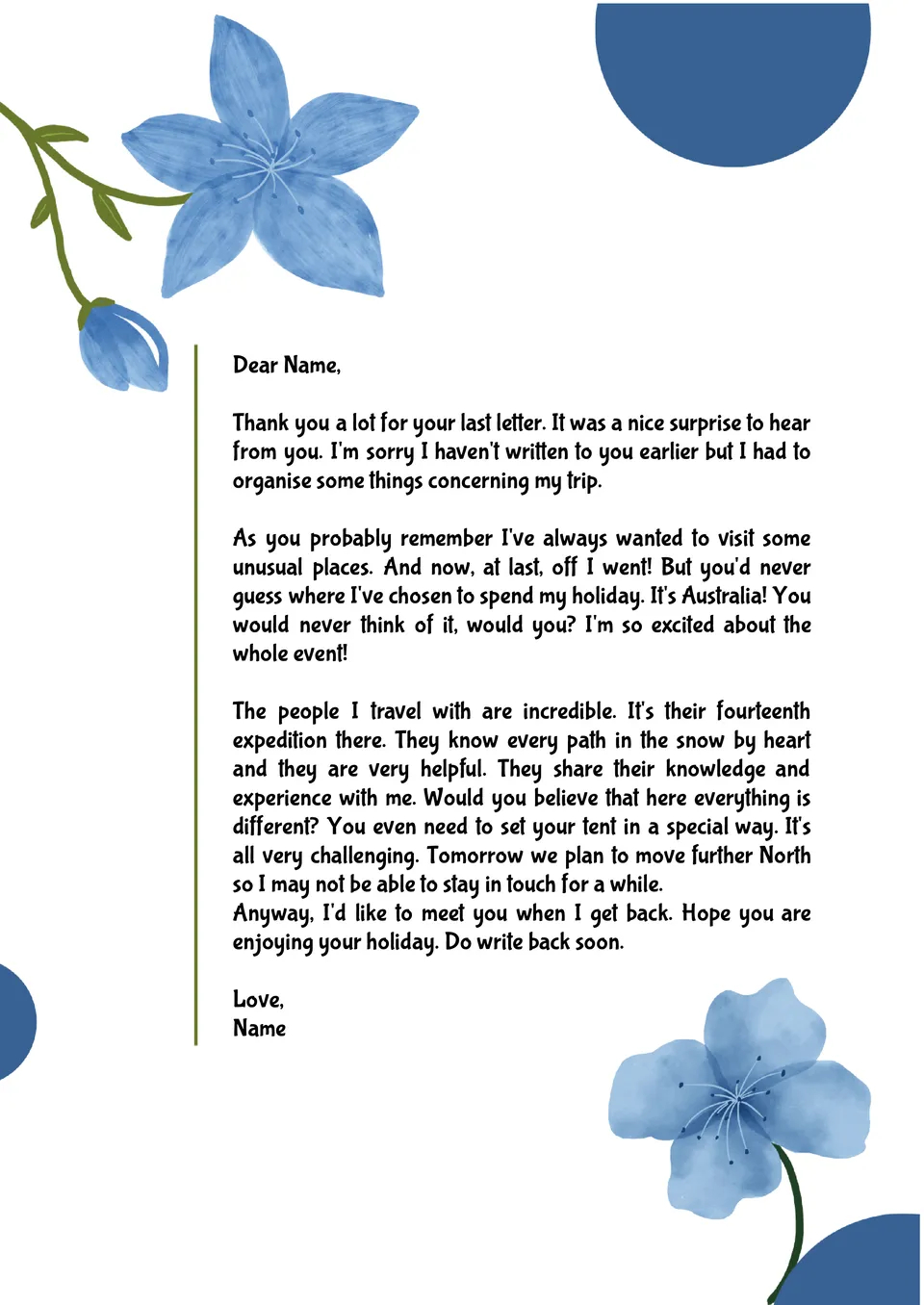 Informal Letter Template