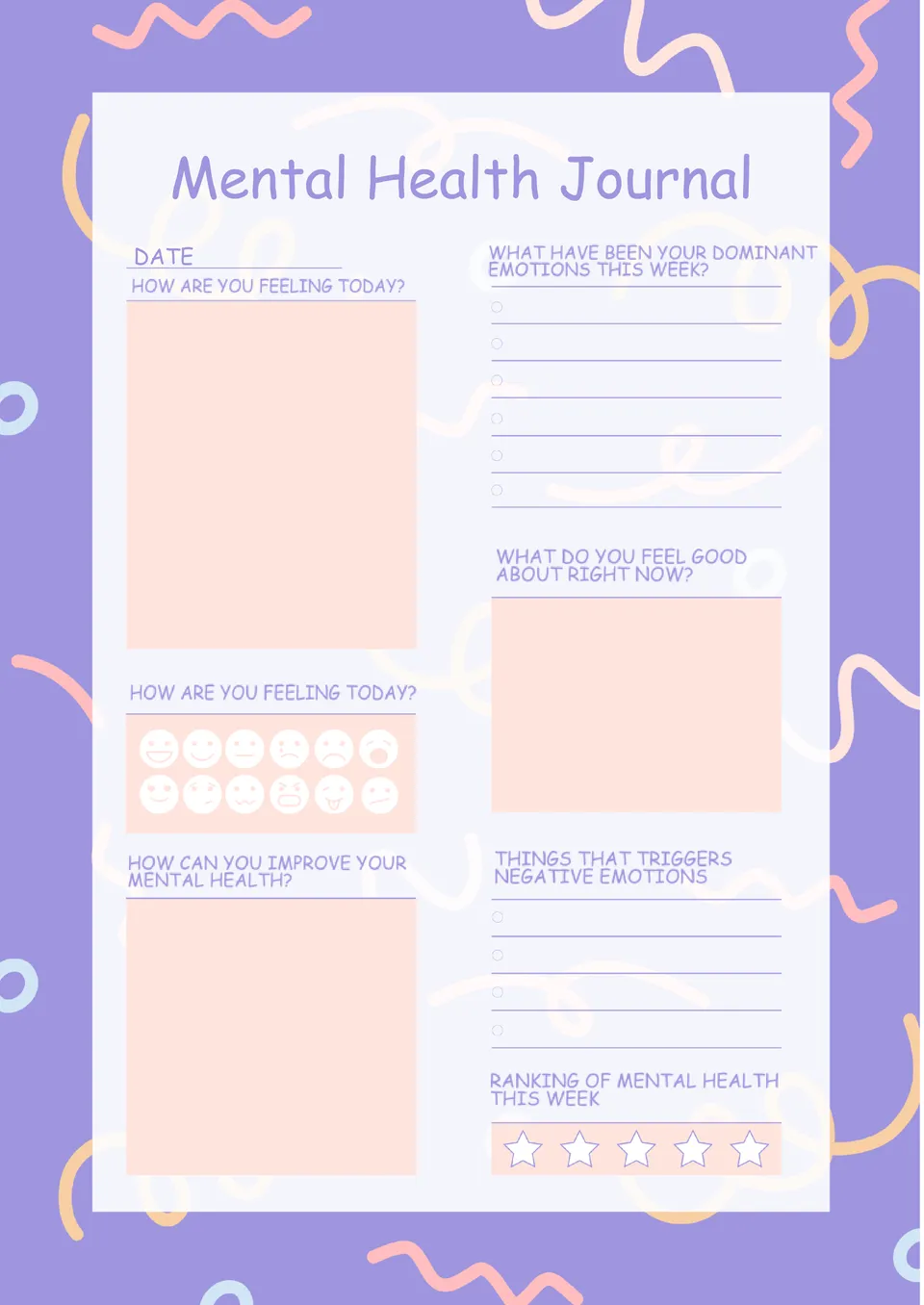 Mental Health Journal Template