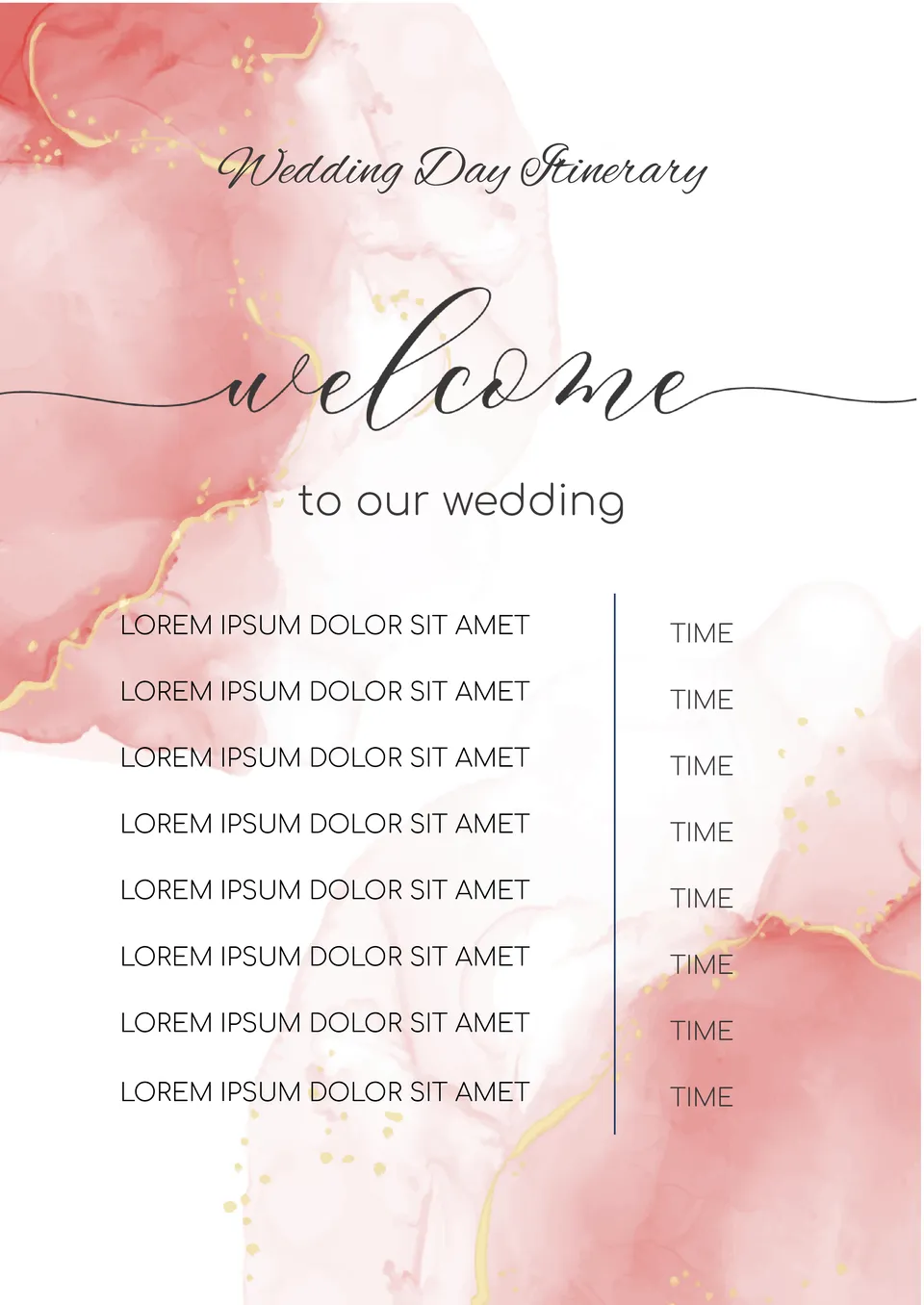 Wedding Day Itinerary Template